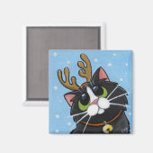 Chat Porter Reindeder Antlers Magnet (Recto/Verso)