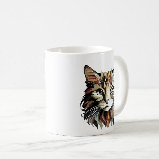 Chat Portrait Art Design Mug (Devant droit)