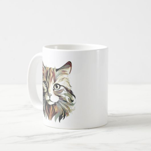 Chat Portrait Art Design Mug (Devant gauche)