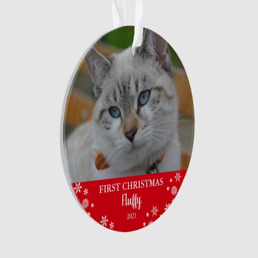 Chat première photo de flocon de Noël (devant)