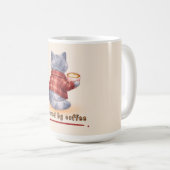 Chat "Propulsé par le Café" Tenant une Tasse de Ca (Devant droit)