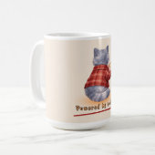 Chat "Propulsé par le Café" Tenant une Tasse de Ca (Devant gauche)