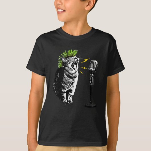 Chat Punk, T-Shirt Graphique Amusant (Devant)