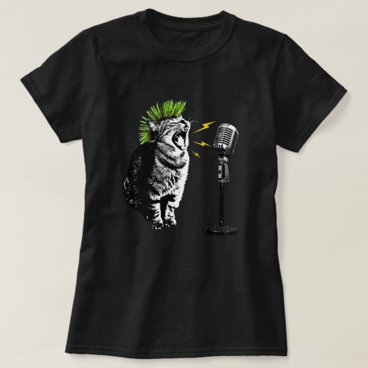 Chat Punk, T-Shirt Graphique Amusant (Design devant)