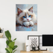 Chat Ragdoll Douce – Impression d'Art Pastel Doux (Bureau à domicile)