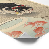 Chat regardant le poisson Poster animal Vintage ja (Coin)
