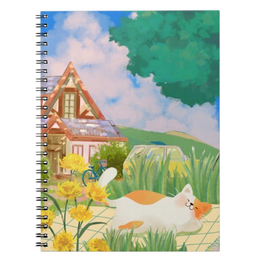 Chat relaxant et couverture de Carnet ensoleillée (Devant)