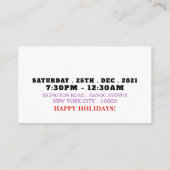 Chat Renne, Invitation Ticket de Fête de Noël (Dos)