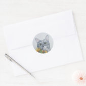 Chat rond avec sticker tournesol (Enveloppe)