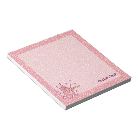 Chat rose avec bloc-notes de violon (Incliné)