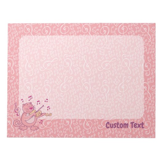 Chat rose avec Bloc-notes violon (Devant)