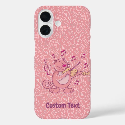 Chat rose avec coque iphone violon (Verso)