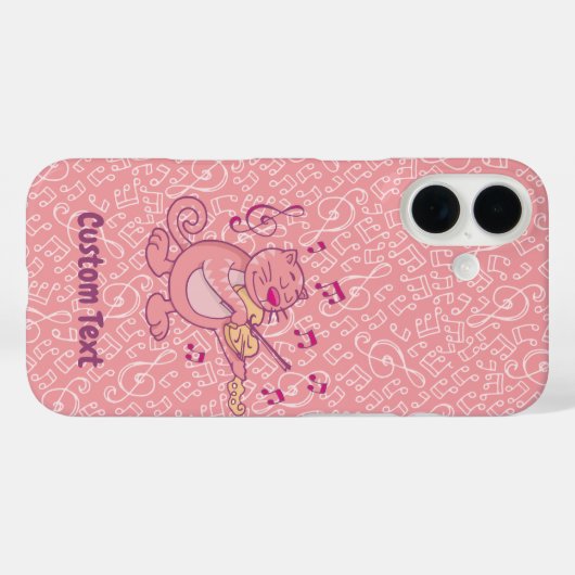 Chat rose avec coque iphone violon (Verso (horizontal))
