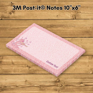 Chat rose avec des Post-it de violon