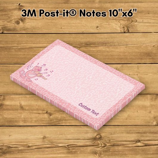 Chat rose avec des Post-it de violon