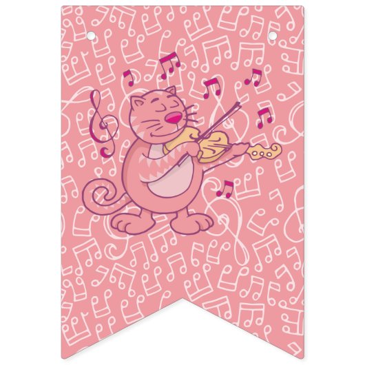 Chat rose avec drapeaux à lapin de violon (Premier drapeau)