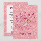 Chat rose avec invitation violon (Devant / Derrière)