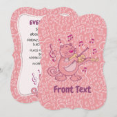 Chat rose avec invitation violon (Devant / Derrière)