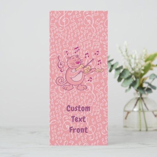 Chat rose avec invitation violon (Debout devant)