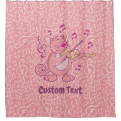 Chat rose avec rideau de douche violon (Devant)