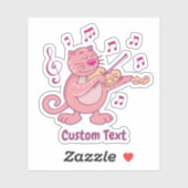 Chat rose avec Sticker violon (Feuille)