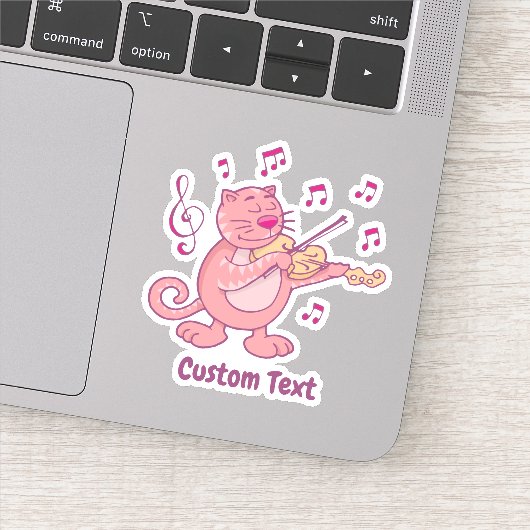 Chat rose avec Sticker violon (Détail)