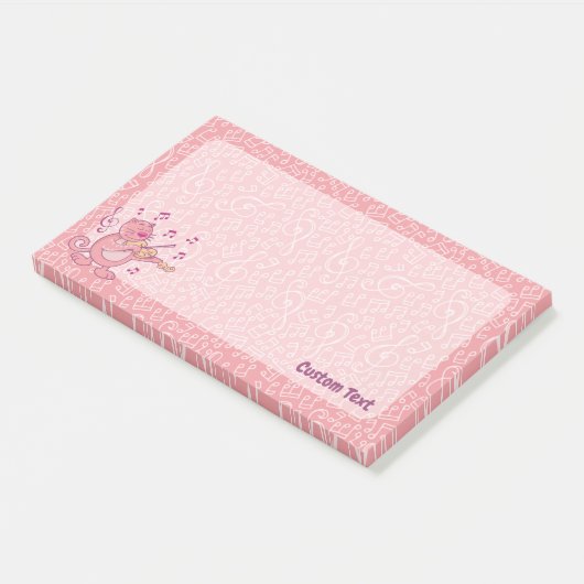 Chat rose avec Violon Post-it Notes (Incliné)