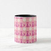 Chat rose et blanc & Lune Motif Halloween Mug (Centre)