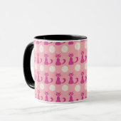 Chat rose et blanc & Lune Motif Halloween Mug (Devant gauche)