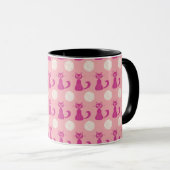 Chat rose et blanc & Lune Motif Halloween Mug (Devant droit)