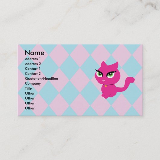 Chat rose Kitty Cartes de visite (Devant)