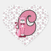 Chat rose Monogramme "C" Stickers Coeur (Devant)
