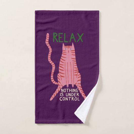 Chat Rose Relax Rien N'est Sous Contrôle (Serviette à main)
