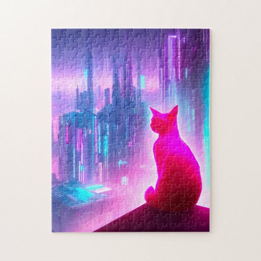 Chat Rose Vue Sur La Ville Jigsaw Puzzle (Vertical)