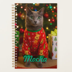 Chat russe bleu cosy Noël Personnalisé