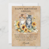Chat Rustic Tournesols et chatons Carte d'annivers (Devant)