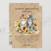 Chat Rustic Tournesols et chatons Carte d'annivers (Devant / Derrière)
