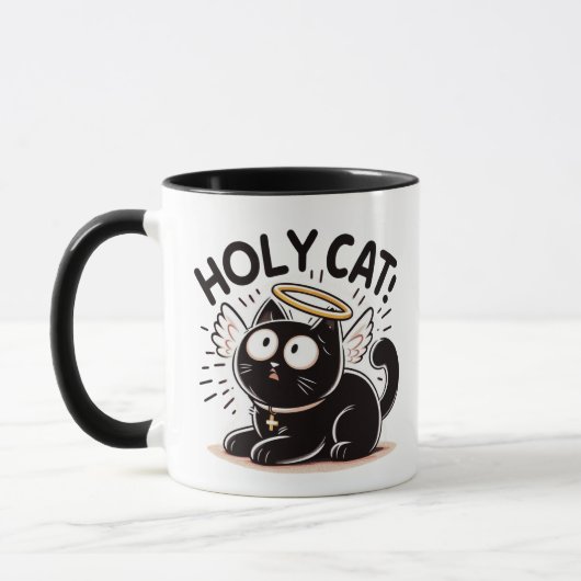 Chat Saint - Chat Noir avec ailes Mug Drôle (Gauche)