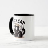 Chat Saint - Chat Noir avec ailes Mug Drôle (Devant gauche)