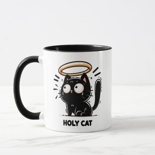 Chat Saint - Chat Noir mignon avec Mug Halo Funny (Gauche)