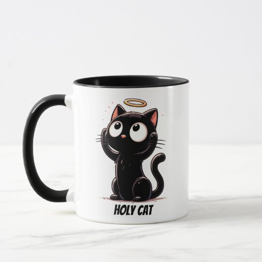 Chat Saint - Chat Noir mignon avec Mug Halo Funny (Gauche)