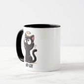 Chat Saint - Chat Noir mignon avec Mug Halo Funny (Devant gauche)