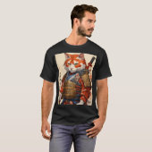 Chat Samurai avec Koi Armor T-Shirt Design (Devant entier)