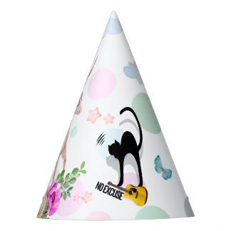 Chat sans excuse par chapeau de fête d'anniversair