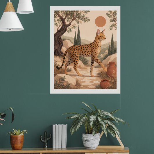 Chat Savannah Méditerranée Boho Olive Art Mural (Salon 1)