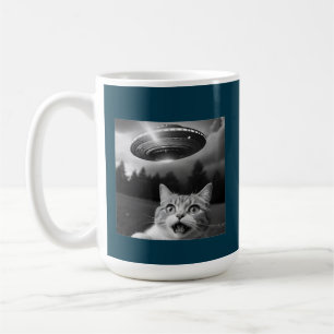 Chat Selfie OVNI Mug Drôle Alien Enlèvement Café