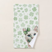 Chat shamrock aux yeux bleus (Serviette à main)
