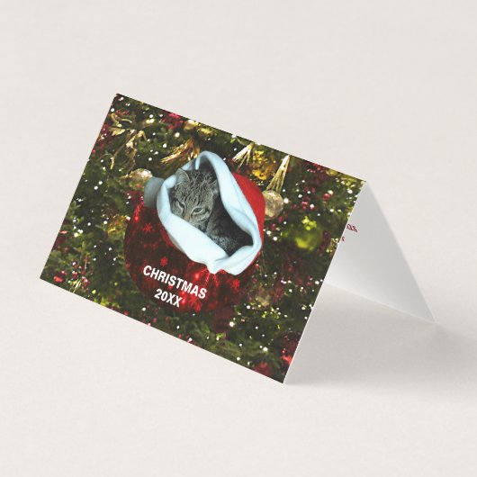 Chat Shorthair Grey en Red Santa Chapeau Noël 20XX (Front)