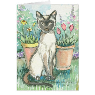 Chat Siamese Kitty sur carte de jardin