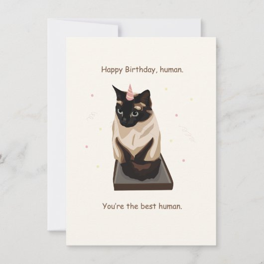 Chat siamois amusant Bonne Carte d'Anniversaire (Devant)